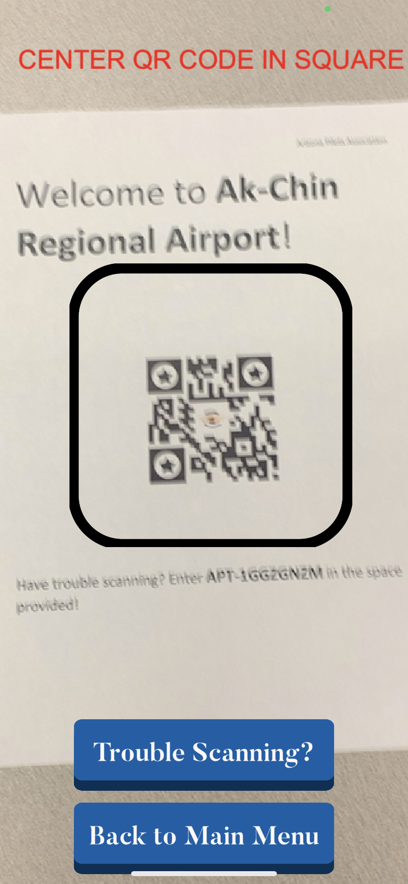 scanning center qr code in square
