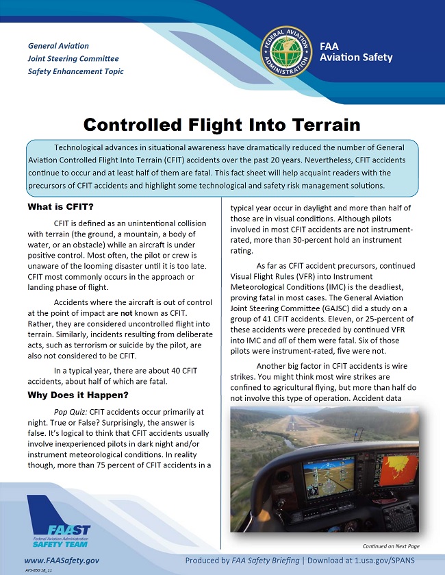 2018 12 01 faa controlled flight into terrain cfit