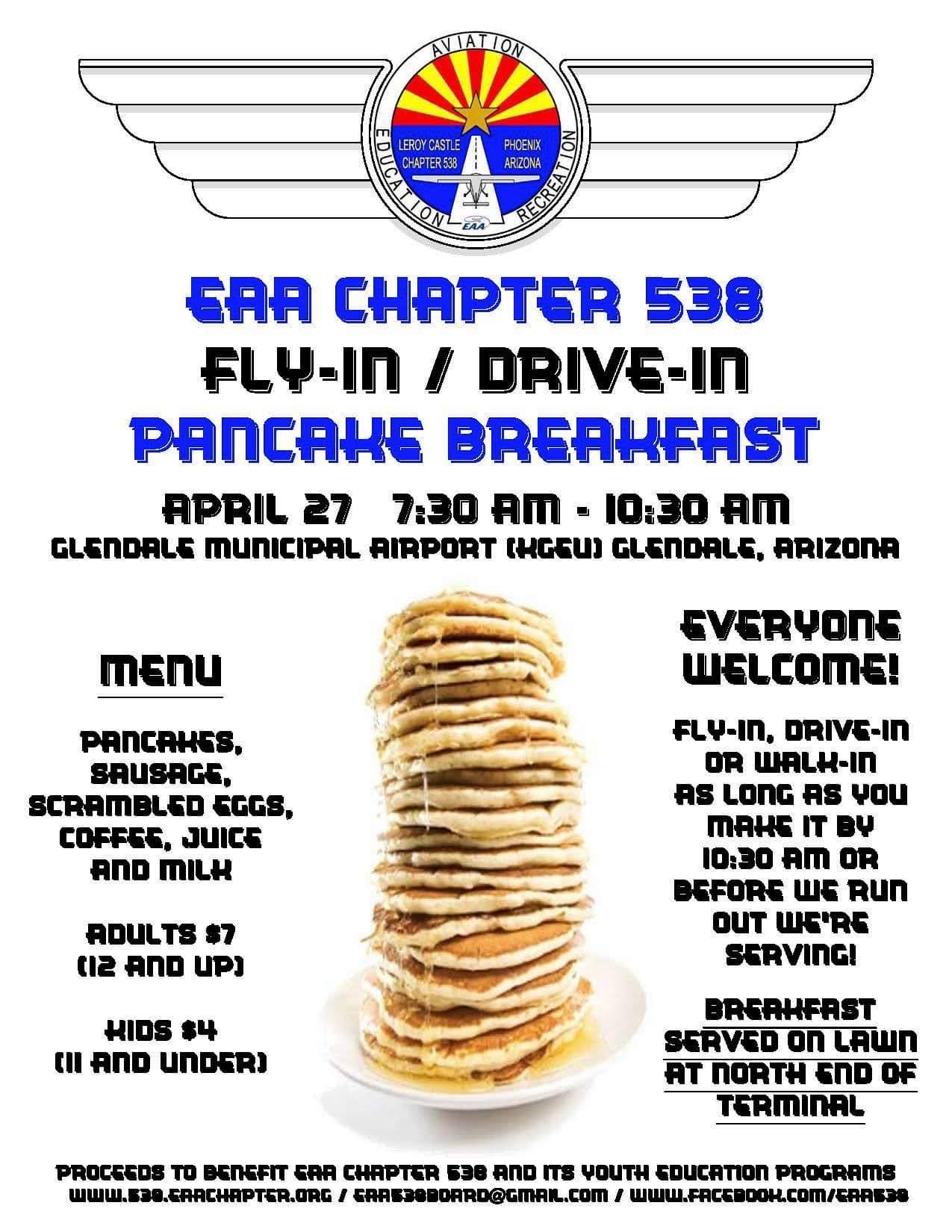 flyer eaa chapter 538 fly in drive in pancake breakfast