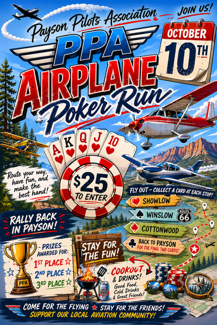 october 10 2026 payson pilots association airplace poker run