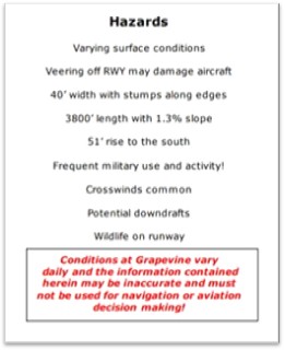 march 21 day trip grapevine airstrip 88az hazards