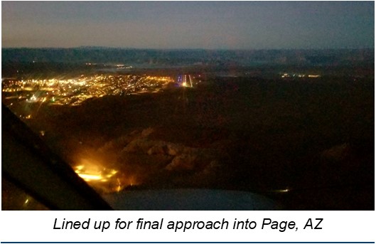 flying on the edge lined up for final approach into page