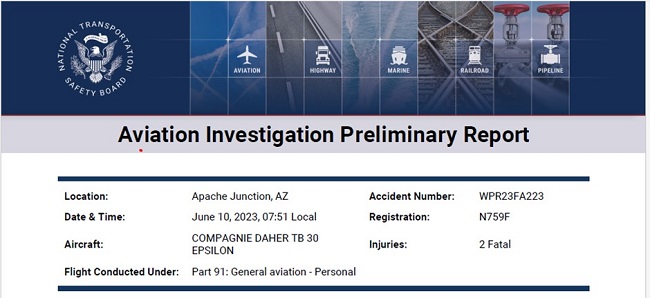fatal accident review aviation investigation preliminary report