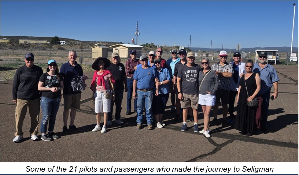 great food good weather and big turnout some of the 21 pilots and passengers who made the joutney to seligman
